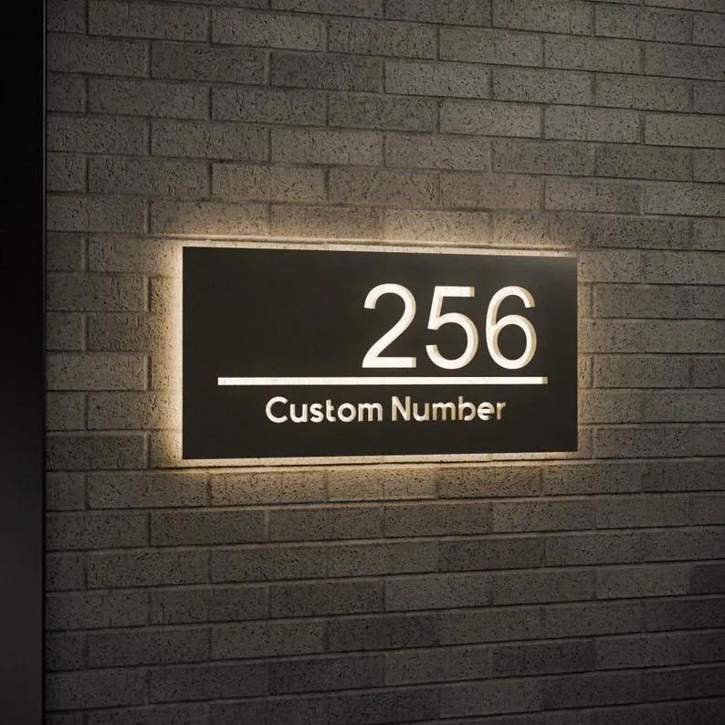 Custom Led House Number, Custom Illuminated Address Number Sign, Modern Address Number Sign, Personalized Led Address Box, Housewarming Gifts