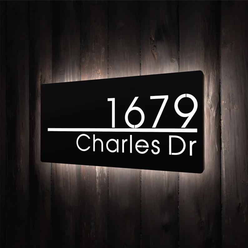 Custom Led House Number, Custom Illuminated Address Number Sign, Modern Address Number Sign, Personalized Led Address Box, Housewarming Gifts