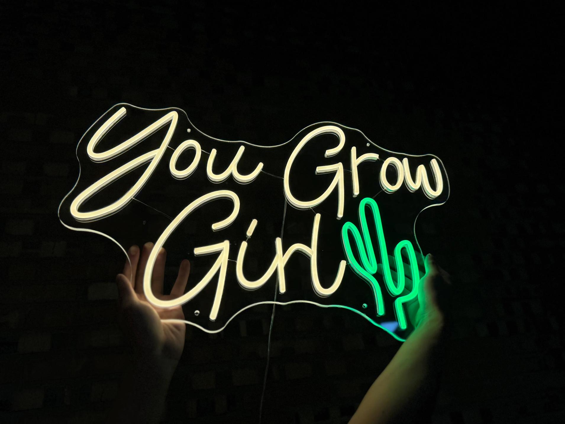 You Grow Girl Neon Sign, Led Neon Sign, Neon Bar Sign, Custom Wedding Neon Sign, Wedding Decor, Neon Sign, Wall Backdrop, Room Decor, Home Decor