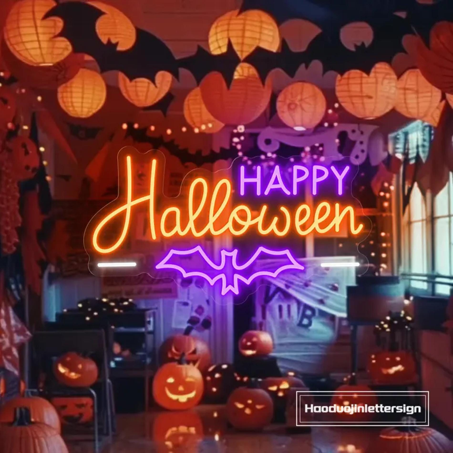 Happy Halloween Neon Sign, Halloween Decor, Halloween Neon Sign, Custom Neon Sign, Halloween Party, Wall Decor, Wall Art, Personalized Gifts