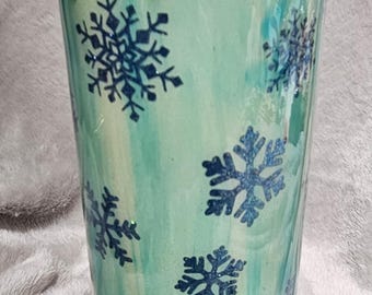 30 oz Snowflake epoxy tumbler with snow drip