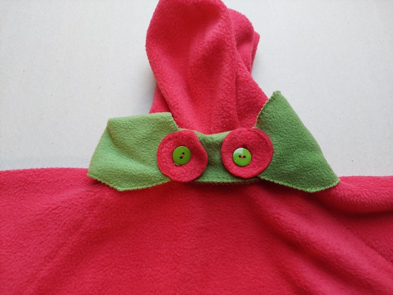 Kinder hoodie met sjaal van 18 maanden tot 2 jaar en een half in rood en groen fleece CLOCHADOUDOR afbeelding 7