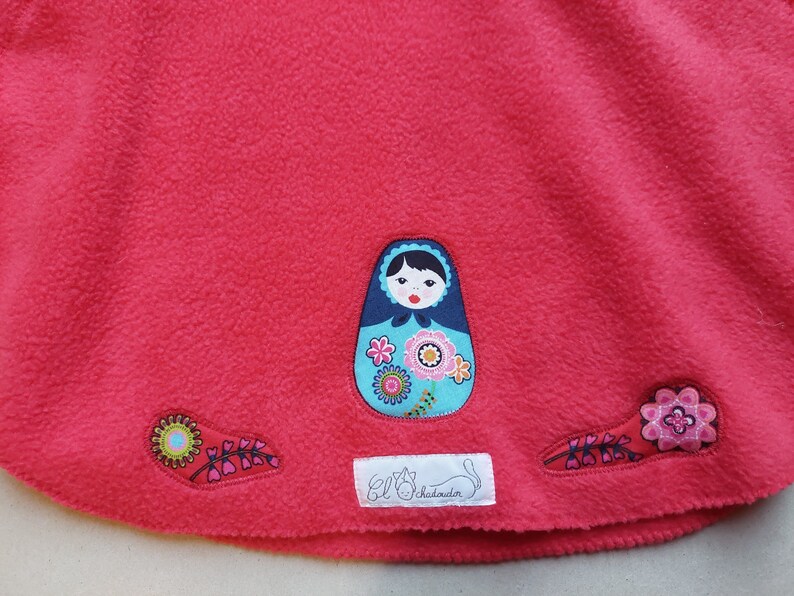 Kinder hoodie met sjaal van 18 maanden tot 2 jaar en een half in rood en groen fleece CLOCHADOUDOR afbeelding 6