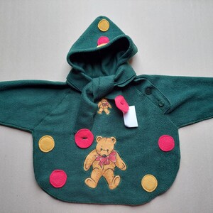 Children's hoodie with a scarf (from 18 months to 2 years and a half) in fleece green fir CLOCHADOUDOR