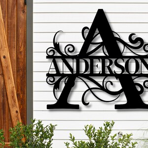 Metal Sign, Personalized Family Name Metal Art, Family Name Sign, Closing Gift, Metal Monogram, Gift for mom, Anniversary Gift, Initial Sign