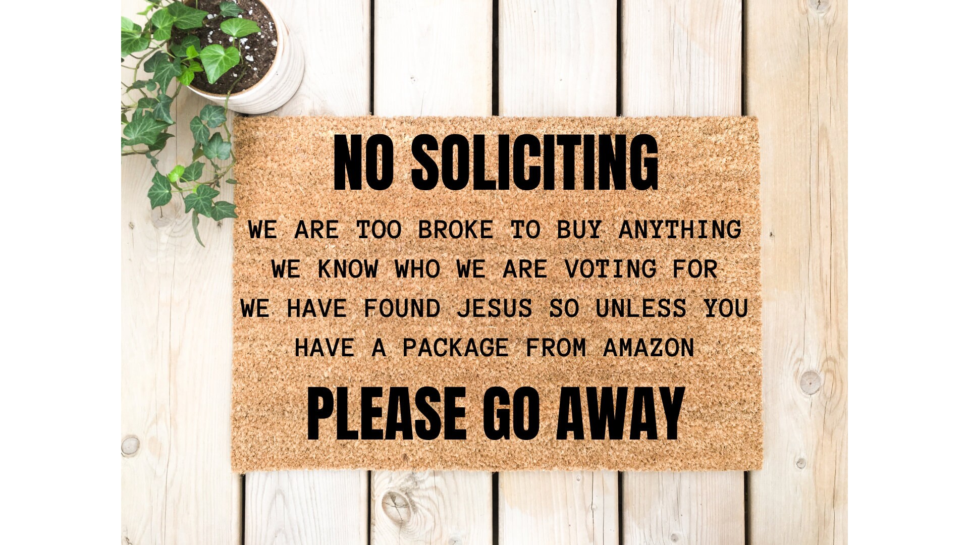 No Soliciting Please Go Away Funny Doormat Welcome Mat - Etsy