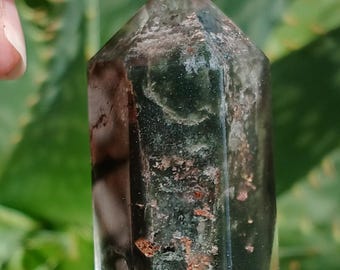 Red Green Garden Phantom Quartz Tower, Scenic Inclusion Crystal Point (1.5")