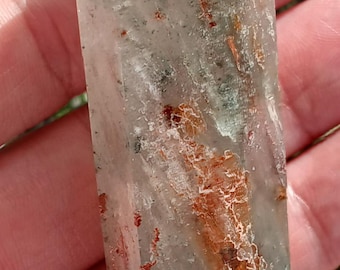 Green Red Garden Lodolite Quartz Crystal Wand (49g, 3")