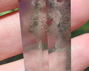Red Green Garden Ghost Lodolite Quartz Wand, Double Terminated Crystal (21g)'