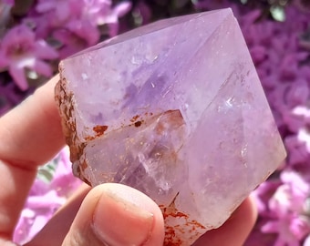 Natural Lavender Amethyst Point with Rainbow Inclusions, Semi-Polished Crystal Stone