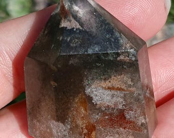 Natural Garden Ghost Quartz Crystal Obelisk Tower (23g, 1.25")