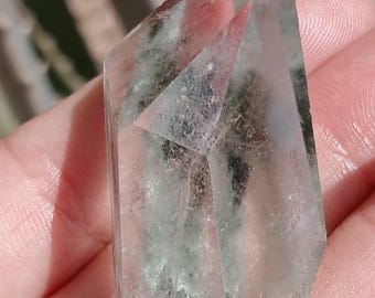 Natural Green Garden Ghost Phantom Lodolite Quartz Crystal Freeform (19g)
