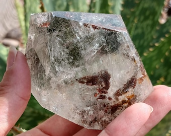 0.69LB Beautuful Natural Four Seasons Garden Ghost Phantom Lodolite Hematoid Scenic Inclusion Quartz Crystal Freeform