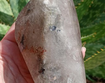 1.15LB Beautiful Unique Natural Chunky Garden Ghost Phantom Lodolite Hematoid Scenic Inclusion Quartz Crystal Freeform