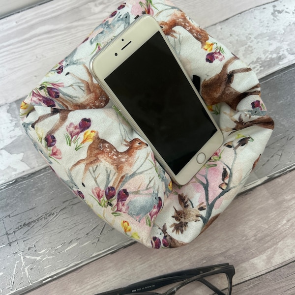 Woodland animals iPad Pro iPad Stand Beanbag Support Pillow Kindle Device E-Reader Tablet Cushion Key Fob Iphone Holder Phone/Glasses Pouch