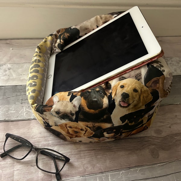 Dog breeds iPad Pro iPad Stand Beanbag Support Pillow Kindle Device E-Reader Tablet Cushion Key Fob Iphone Holder Phone/Glasses Pouch