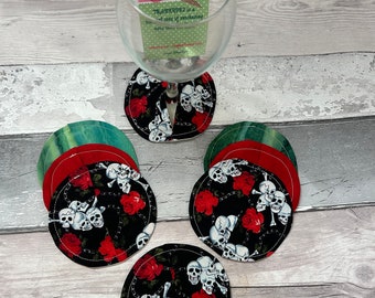 Various Skulls Gin Wine Coasters Wine Cozies Brandy Champagne Glass Coaster Wine Glass Slippers Wine Coaster Pocket Wine Stemware Gift