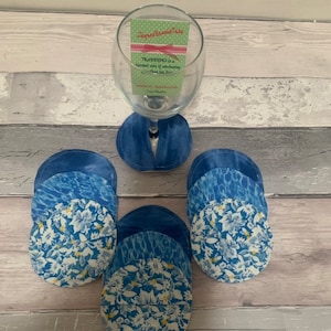 Various Blue Wine Coasters Wine Cozies Brandy Champagne Gin Glass Coaster Wine Glass Slippers Wine Coaster Pocket Wine Stemware Gift