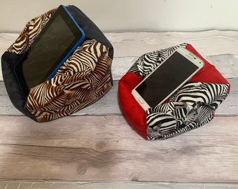 Zebra iPad Pro iPad Stand Beanbag Nook Support Pillow Kindle Device E-Reader Tablet Nintendo Cushion Iphone Holder Phone/Glasses Pouch