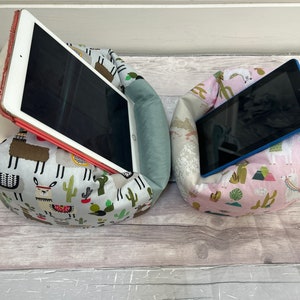 Llama Cactus iPad Pro iPad Stand Beanbag Support Pillow Kindle Device E-Reader Tablet Cushion Key Fob Iphone Holder Phone/Glasses Pouch