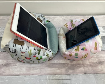 Llama Cactus iPad Pro iPad Stand Beanbag Support Pillow Kindle Device E-Reader Tablet Cushion Key Fob Iphone Holder Phone/Glasses Pouch