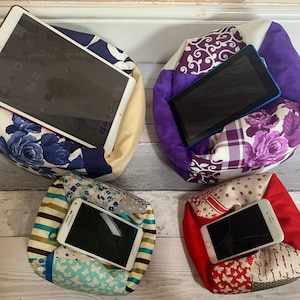 Various Patchwork iPad Pro iPad Stand Beanbag Support Pillow Kindle Device E-Reader Tablet Cushion Key Fob Iphone Holder Phone/Glasses Pouch