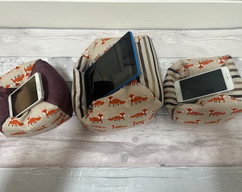 Fox iPad Pro iPad Stand Beanbag Support Pillow Kindle Device E-Reader Tablet Cushion Key Fob Iphone Holder Phone/Glasses Pouch Desk Tidy