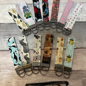 Key fob, Wristlet key fob, Key fob keychain, Wrist lanyard, Fabric key ring, Christmas Secret Santa Gift, Birthday Gift,