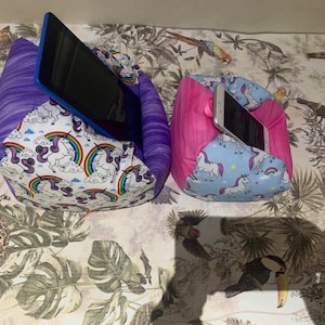 Rainbow Unicorn iPad Pro Cushion iPad Stand Tablet Beanbag Support Pillow Kindle Device Stand Nook E-Reader Desktop Tidy Iphone Phone Holder