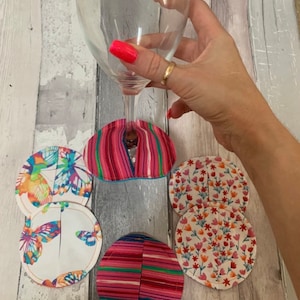 Various Fabrics - Wine Coasters Wine Cozies Brandy / Champagne Glass Coaster Wine Glass Slippers Wine Coaster Pocket Wine Stemware Gift