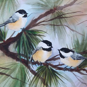 4 NOTE CARDS Chickadee Chat