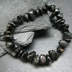 Nuumite Nuummite Genuine Bracelet 7 Inches 10mm Tumbled Beads 画像 2