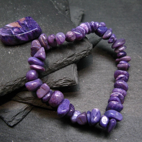 Charoite Genuine Bracelet ~ 7 Inches  ~ 10mm Tumbled Beads