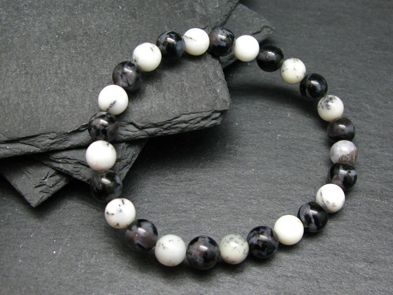 Merlinite and Mystic Merlinite Genuine Bracelet ~ 7 Inches ~ 8mm Round Beads