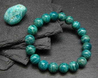 Russian Amazonite Genuine Bracelet ~ 7 Inches  ~ 10mm Round Beads