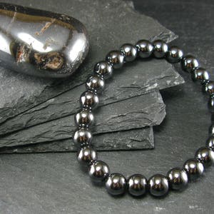 Hämatit echtes Armband ~ 7 Zoll ~ 8 mm runde Perlen