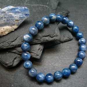 Blauwe echte kyanietarmband ~ ronde kralen van 7 inch ~ 8 mm