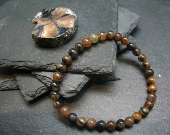 Andalusite Chiastolite Genuine Bracelet ~ 7 Inches  ~ 6mm Round Beads