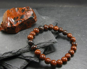 Mahogany Obsidian Genuine Bracelet ~ 7 Inches  ~ 8mm Round Beads