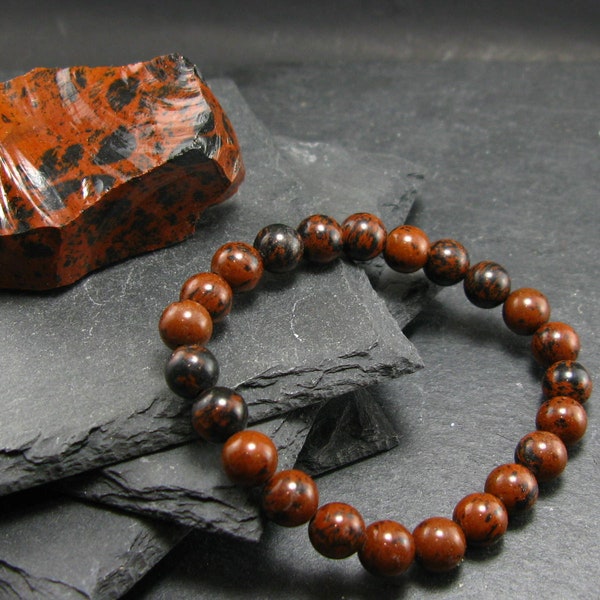 Mahogany Obsidian Genuine Bracelet ~ 7 Inches  ~ 8mm Round Beads