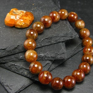 Garnet Hessonite Genuine Bracelet ~ 7 Inches  ~ 10mm Round Beads