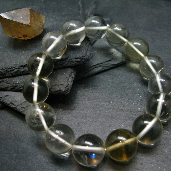 Citrine Genuine Unheated Bracelet ~ 7.5 Inches  ~ 15mm Round Beads