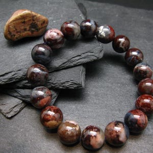 Bustamite Genuine Bracelet ~ 7.5 Inches  ~ 13mm Round Beads