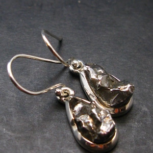 Raw Campo Del Cielo Meteorite Earrings In Silver From Argentina - 6.75 Grams