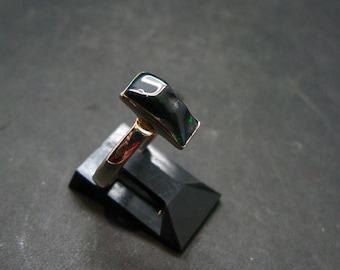 Rare Black Opal Sterling Silver Ring From Australia - Size 7