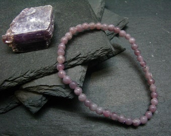 Lepidolite Genuine Bracelet ~ 7 Inches  ~ 4mm Round Beads
