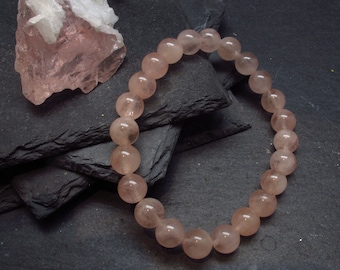 Morganite Genuine Bracelet ~ 7 Inches  ~ 8mm Round Beads
