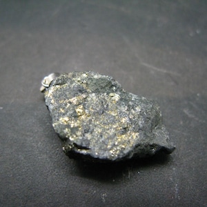 Healers Gold Pyrite With Magnetite Raw Stone Silver Pendant From USA - 1.4&quot; - 6.26 Grams