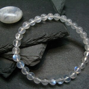 Moonstone Genuine Bracelet ~ 7 Inches  ~ 6mm Round Beads