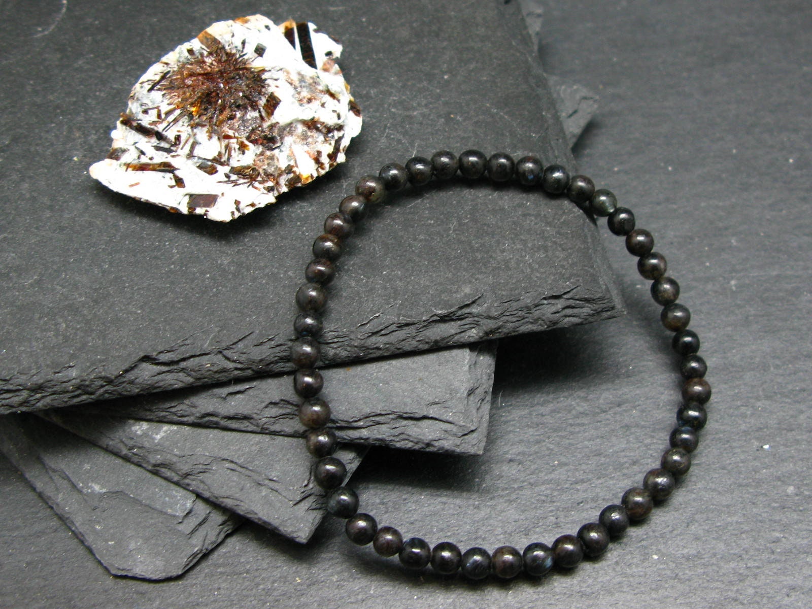 Astrophylite Astrophyllite Genuine Bracelet Inches 4mm Round